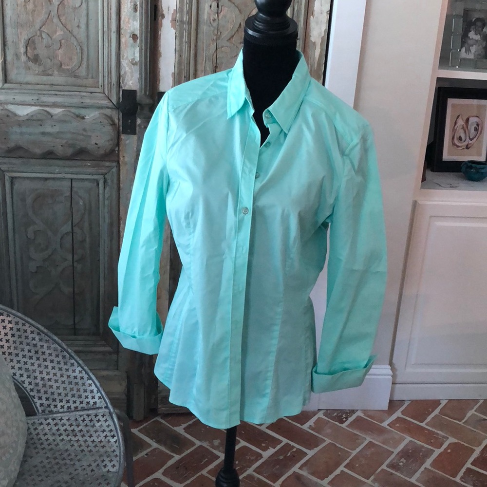 Mint green button down size large